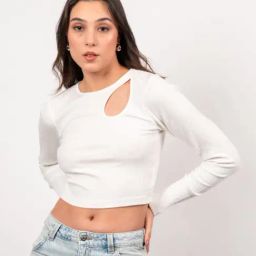 Strong & Brave White Polycotton Solid Crop Top-image-22