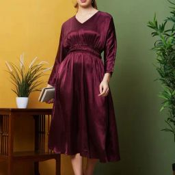 Globus Burgundy A Line Dress-image-59
