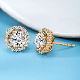 Peora Rose Gold Plated Cubic Zirconia Studded Round Stud Earrings-image-86