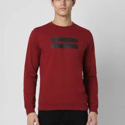 Peter England Maroon Slim Fit Printed Sweatshirt-picture-2