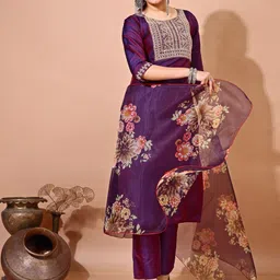 BAESD Women Solid Embroidered Kurta with Trousers & Dupatta-picture-48
