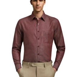 Louis Philippe Maroon Slim Fit Printed Shirt-picture-3