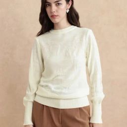 RAREISM Off White Acrylic Self Design Long Sleeves Sweater-image-54