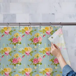 ArtzFolio Blue & Yellow Floral Printed Waterproof Shower Curtains-image-78