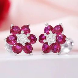 Zavya Floral Rhodium Plated 925 Sterling Silver Stud Earrings-image-15