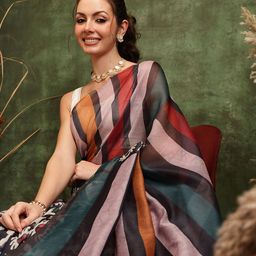 Silk Land Zardozi Chanderi Printed Saree-image-63