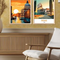 Kotart Brown & Orange Colored 2 Pieces Cities Printed Wooden Wall Arts-picture-38