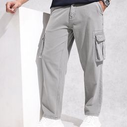 WROGN Men Pure Cotton Loose Fit Cargo Jeans-picture-15