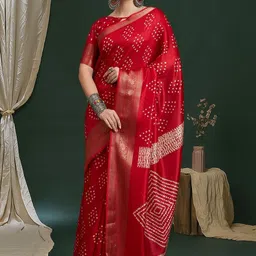 Anouk Women Red Silk Blend Ethnic Printed Fastive Wear Saree With Matching Blouse-picture-29