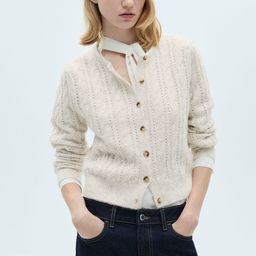 MANGO Open & Cable Knit Cardigan-image-55