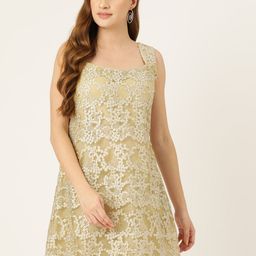 Simaaya Floral Embroidered Net A-Line Dress-image-43