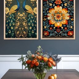 Kotart Green & Gold-toned 2 Piece Floral and Botanical Wooden Wall Art-picture-31