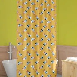 ArtzFolio Yellow & White Printed Water Proof Shower Curtain-image-52