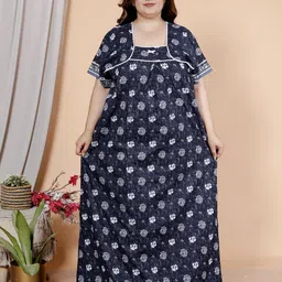JAIPZZ APPARELS Women Printed Pure Cotton Maxi Nightdress-picture-12