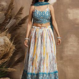 DIVASTRI Embellished Sequinned Semi-Stitched Lehenga & Unstitched Blouse With Dupatta-picture-14