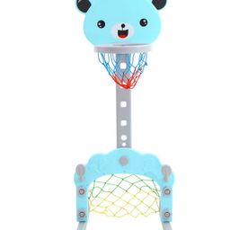 Baybee Multi Activity Sports Teddy Design Basketball cum Football Set with Ball - Light Blue-1