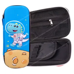 Toyshine Space Dinosaur Hardtop Pencil Case with Multiple Compartments - Light Blue-picture-19