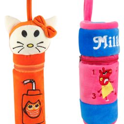 SS Impex Milk bottle cover Soft and Attractive Feeding Bottle Cover Combo Pack - Orange Pink-18