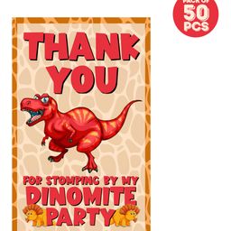 Zyozi Dinosaur theme Thank You for Stomping By My Dinomite Party Tags for Birthday Red -  Pack of 50-image-46