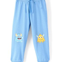Babyhug Cotton Knit Full Length Lounge Pants Monster Print - Blue-image-29
