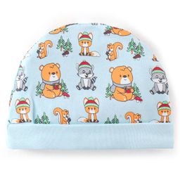 Babyhug 100% Cotton Knit Bear Print Cap - Blue-image-43