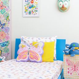 Zookeeper  A Flutter of Wings Bed Sheet and Shams Set -Single-Fitted +1 Shams Multicolour-24
