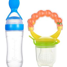 Joy Buzz Baby Squeezy Food Feeder Bottle & Rattle Fruit Nibbler Pack Of 2 - Multicolor-14