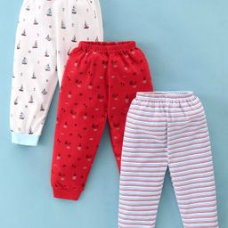 Mini Donuts 100% Cotton Knit Full Length Lounge Pants With Stripes & Sailboats Print Pack Of 3 - Multicolor-image-62