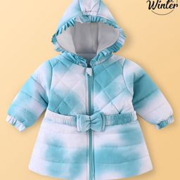 Babyoye Full Sleeves Front Open Hooded Padded Jacket Tie & Dye Print -White & Blue-11