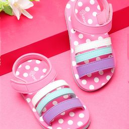 ONYC Polka Dots Designed Velcro Closure Sandals - Pink-picture-14