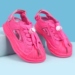 Babyoye Solid Colour Casual Shoes With Lace Up Closure - Pink-image-55