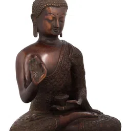Exotic India Brown & Gold-Toned Blessing Buddha Buddha Idol Showpiece-picture-29