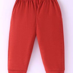 Ollypop Single Jersey Full Length Lounge Pant with Text Patch - Red image 2