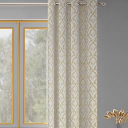 haus & kinder Ornate Symphony Off White & Beige Printed Room Darkening Window Curtain-picture-47