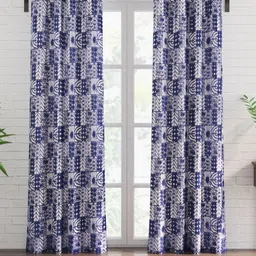 Home Centre Blue & White Pieces Geometric Sheer Door Curtain-image-33