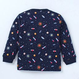 Mini Donuts Interlock Knit Full Sleeves Front Open Vests with Space Theme Print Pack of 3 - Red Pink & Navy Blue image 5