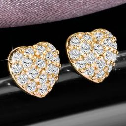 Peora Rose Gold Plated Cubic Zirconia Studded Heart Shape Stud Earrings-image-94