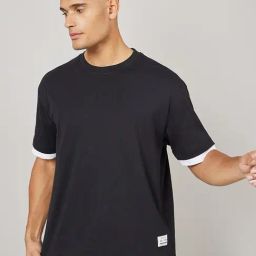 Styli Black Relaxed Fit Oversized Cotton Crew T-Shirt-image-41