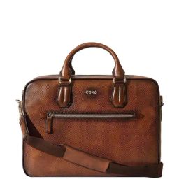 Eske Tan Leather Large Laptop Messenger Bag-picture-16