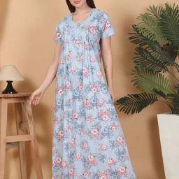 Sweet Dreams Blue Printed Nighty-image-70