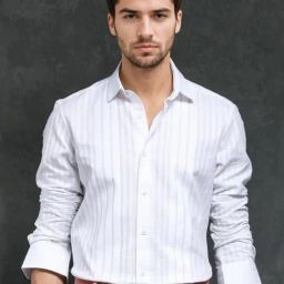 Rare Rabbit White Regular Fit Stripes Shirt-image-54