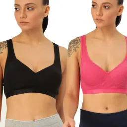 Lady Lyka Multicolor Non Wired Padded Sports Bra (Pack of 2)-image-99