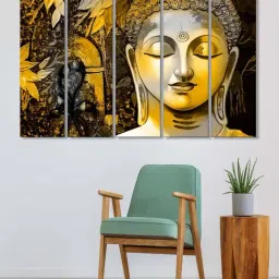 999Store Yellow Meditating Buddha Art 5 Frame MDF Paintings-13