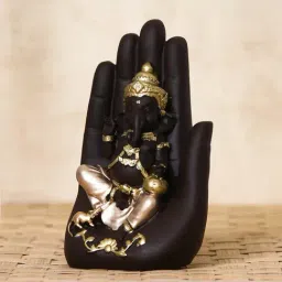 eCraftIndia Golden Handcrafted Palm Ganesha Decorative Showpiece-image-83