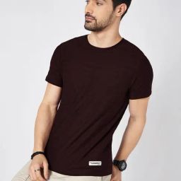 People by Pantaloons Tawny Port Cotton Slim Fit T-Shirt-picture-41