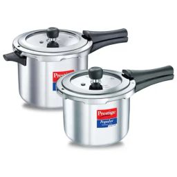 Prestige Popular Svachh Stainless Steel Combi Pack 5 L, 3 L Outer Lid Pressure Cooker Silver-10