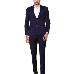 Park Avenue Dark Blue Striped Two Piece Suit-image-28