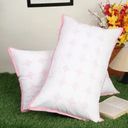 HOSTA HOMES Pink & White Cotton 140 TC 'Zipped' Pillow Covers - Set of 2-image-121