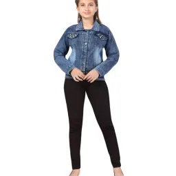 Aarika Kids Blue Solid Denim Jacket-image-55