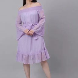 NEUDIS Lavender Textured Peplum Dress-image-55